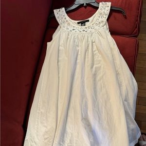 White cotton sleeveless tunic top Cejon crystal embellished size S-M